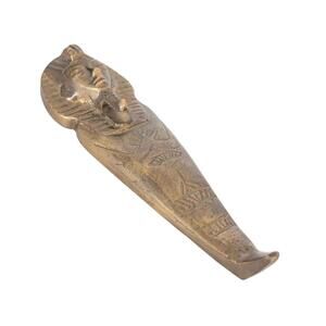 Vintage Brass Mummy Figurine - Sarcophagus - Paperweight - Desk Decor